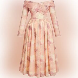 Chic Off-Shoulder Floral Long Sleeve Dress